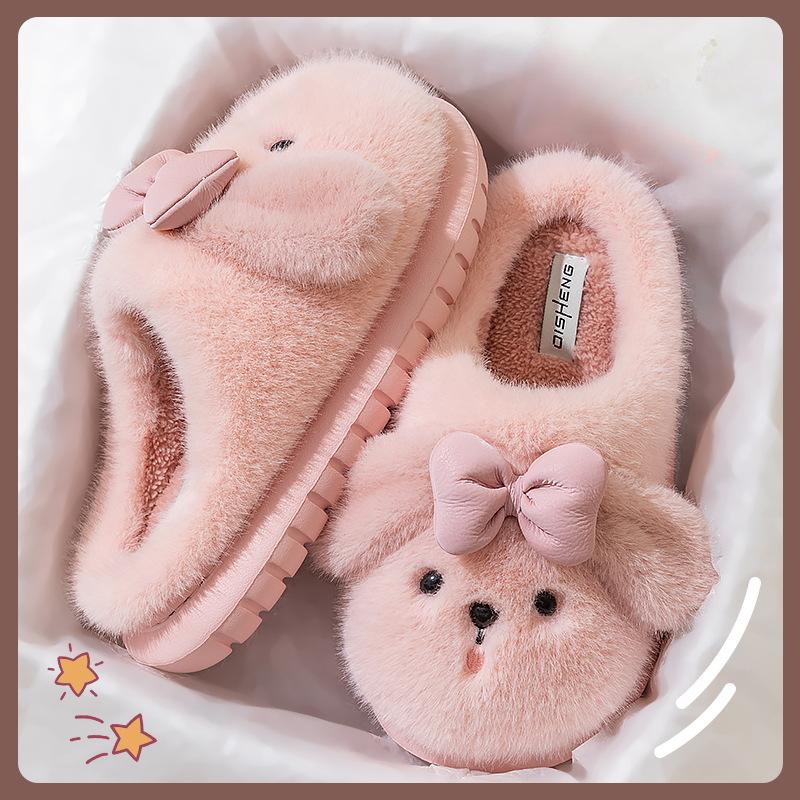 Fashion Autumn Winter Cartoon Slippers Unisex Home Cotton Shoes Women Men Indoor Fluffy Plush Warm Platform House Slippers