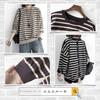 Plus Size Pullover Loose Outerwear for Crew Long Solid Thick Oversized Perfect for Working from Home or M.Luce Sweater, Striped, Fit, Fall/Winter,