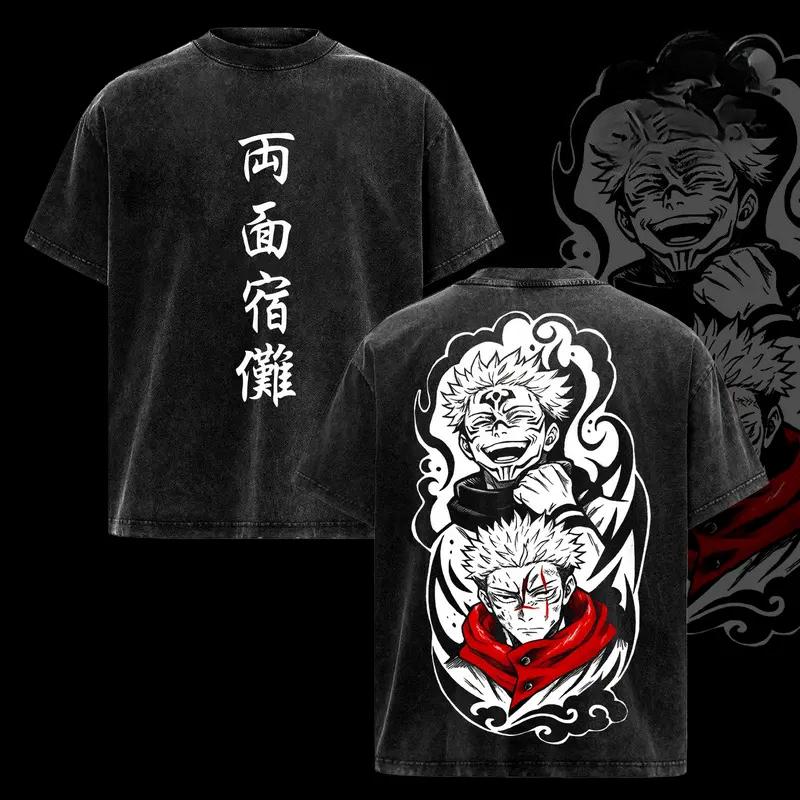 

Jujutsu Kaisen Itadori Yuji Ryomen Sukuna Graphic Tshirt Men Women Clothing Casual Cotton T-shirts Washed Tee Harajuku T Shirt XXL чёрный