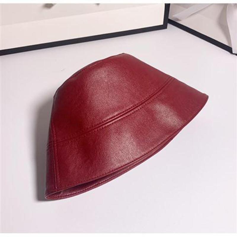 Faux Leather Bucket Hat Women Reversible Pu and Cotton Soild Sun Hat Fashion Autumn Waterproof Fisherman Hats
