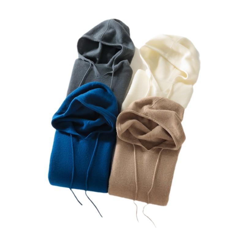 Men's Pure Wool Hoodie: 2024 Autumn/Winter Casual Knitwear Sweater with Hood