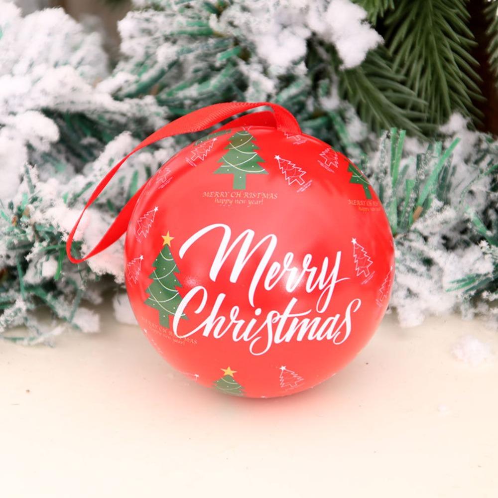 Iron Christmas Tree Balls Pendant Round Gift Packaging Box Christmas Decoration Ball Candy Can  DIY