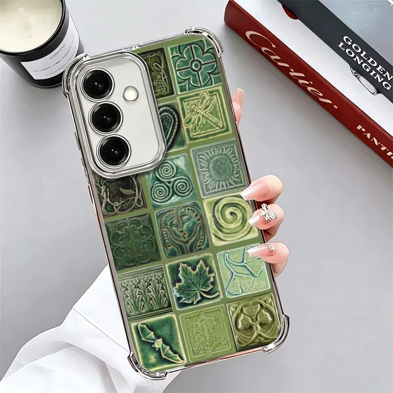 

Italian Sicilian Style Floral Pattern Plating Phone Case For Samsung A17 A07 A37 A57 A16 A56 A15 A55 A14 A54 A13 A53 A26 A36 A25 Samsung A54