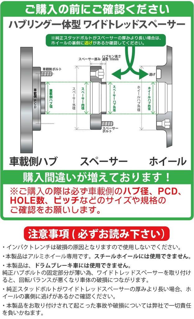 Hub Ring Wide Tread Spacer PCD 100 Wheel 4 Hole Nut Black Set of 2 (15mm, M12 x P1.5)