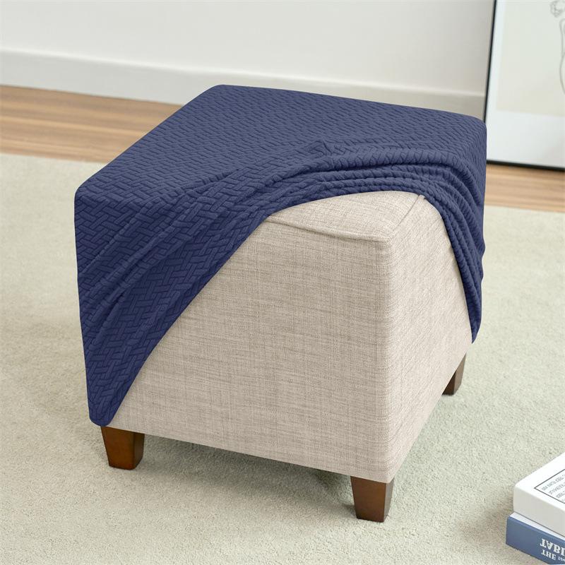 

Twill Jacquard Pedal Stool Cover for Home Hotel Sofa Footrest Cover Square Footrest Cover 33*33*38CM темно-синього кольору