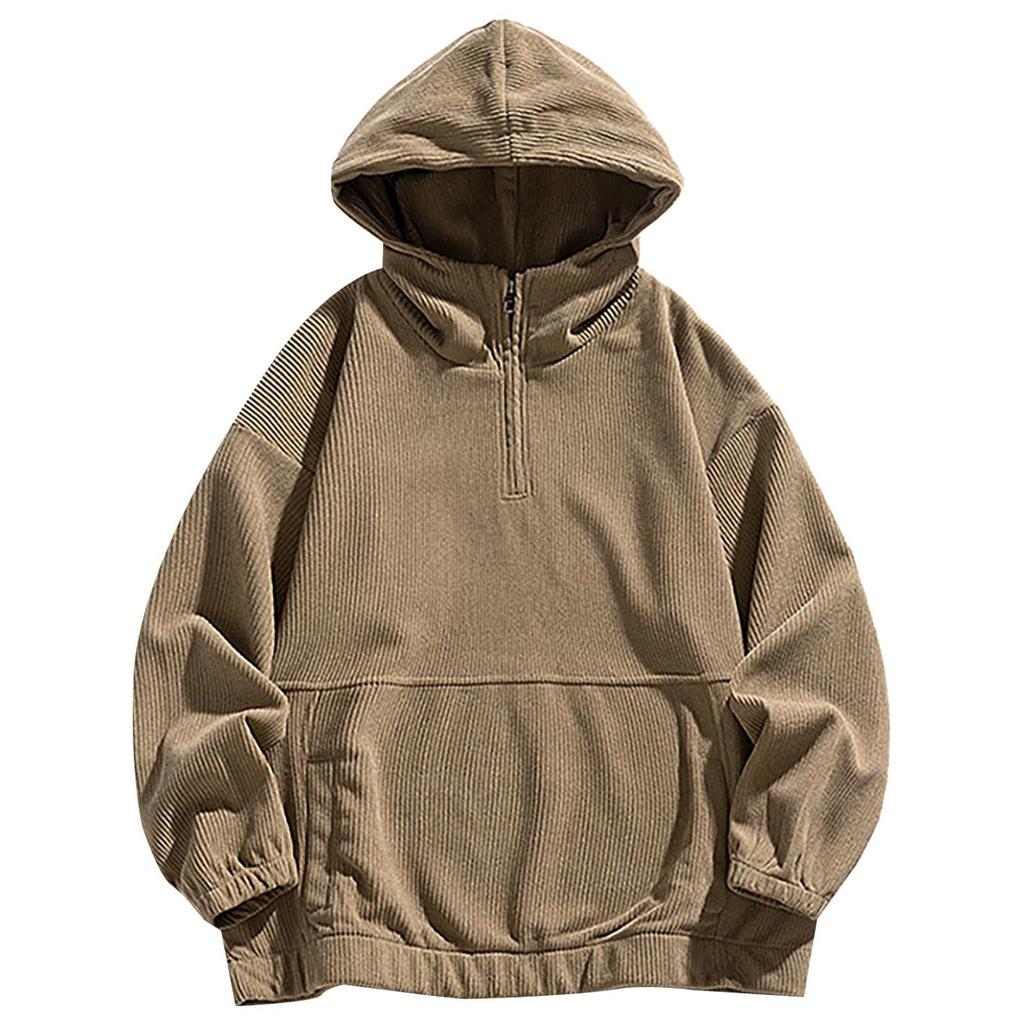 Herren 1/4 Zipper Kapuzenpulli Modische Gestreift Hoody Oversize Outdoor Sweatshirt Lightweight Kapuzenjacke Langärmliger Hoodie Elegant Einfarb