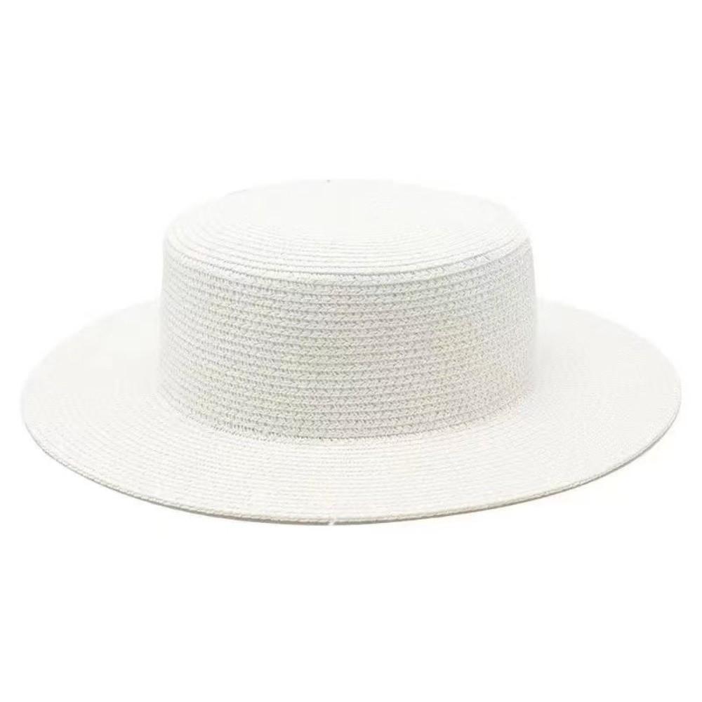 Handwoven Straw Beach Sun Hat Wide Brim Sunscreen Hat Fashionable Panama Cap  Women Summer