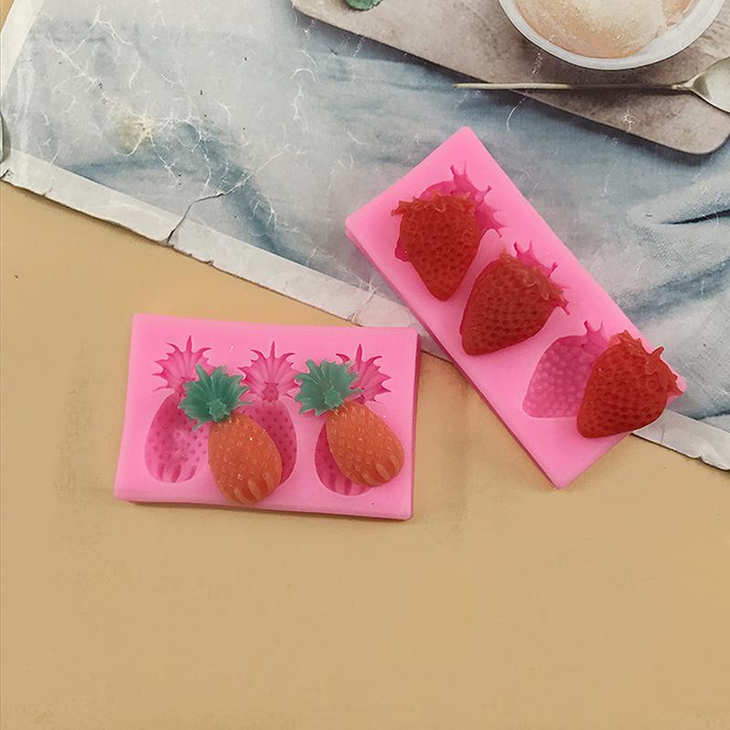 1/2Pcs Aromatherapy Candle Decoration Silicone Mold 3 Strawberry Pineapple Chocolate Mold Diy Cake Accessories