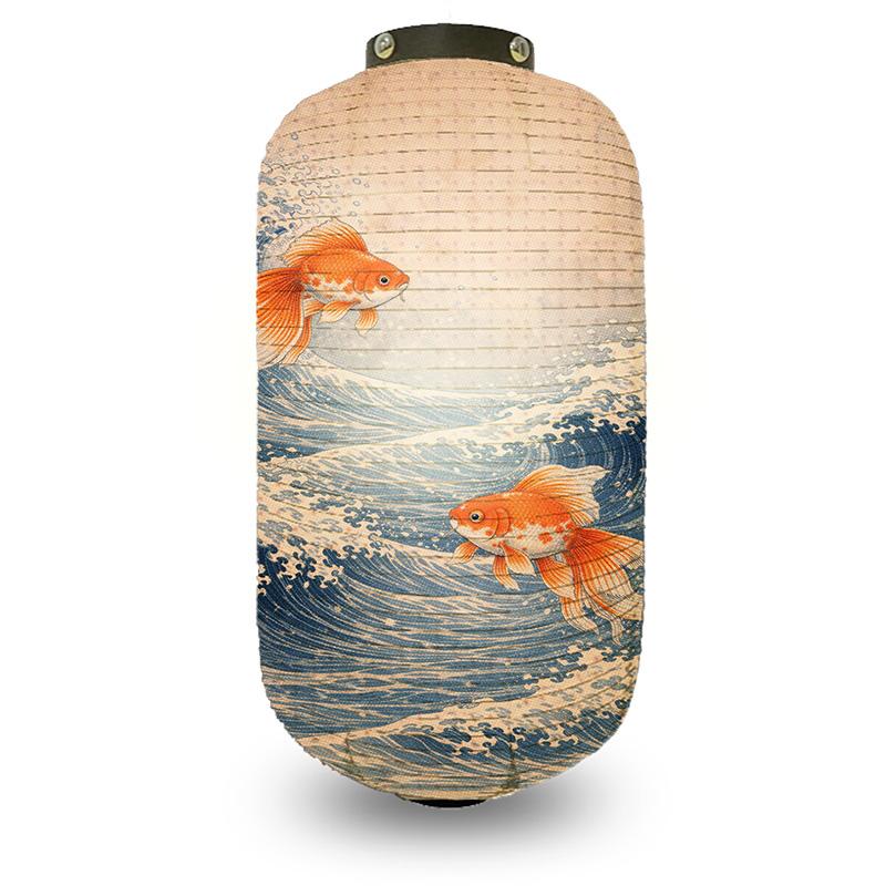 Japanese Style Ukiyo-e Traditional Sea Wave Printed Lantern Hanging Cloth Lantern Izakaya Restaurant Cuisine Wedding Party Decor