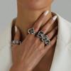 Fashion Geometric Black Acrylic Diamond Heart Adjustable Rings for Women Personality Simple Versatile Ring Jewelry Accessories