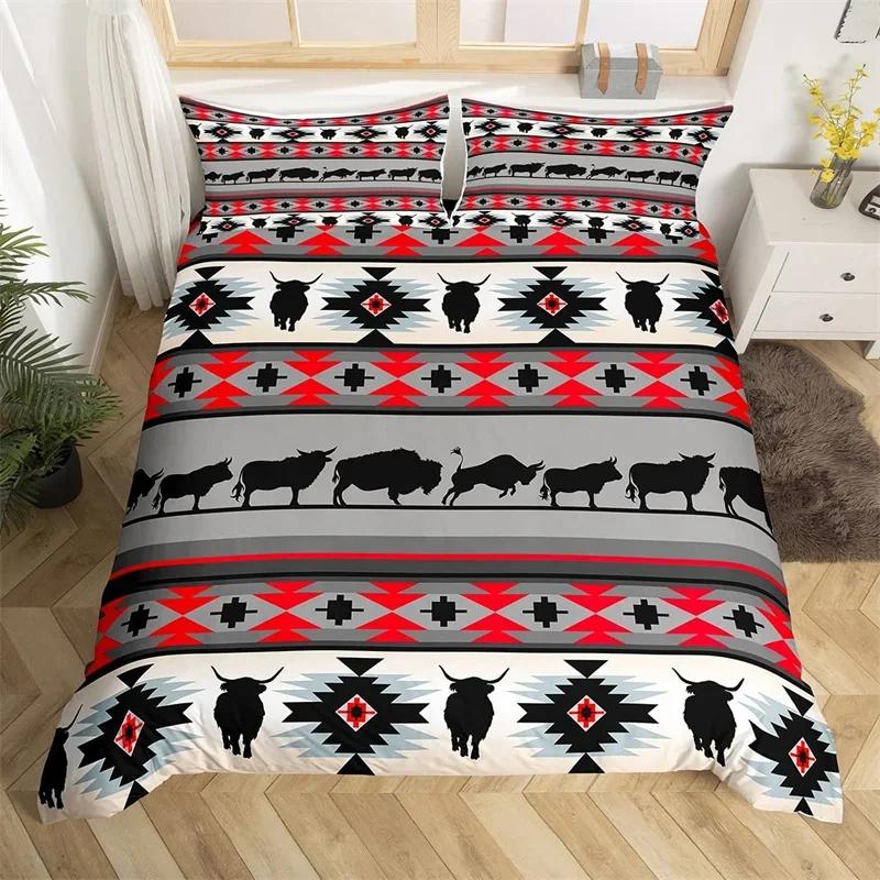 Exotic Horse Duvet Cover Set Queen African Tribal Arrow Western Animal Comforter Cover Microfiber Aztec Farm Animals Bedding Set