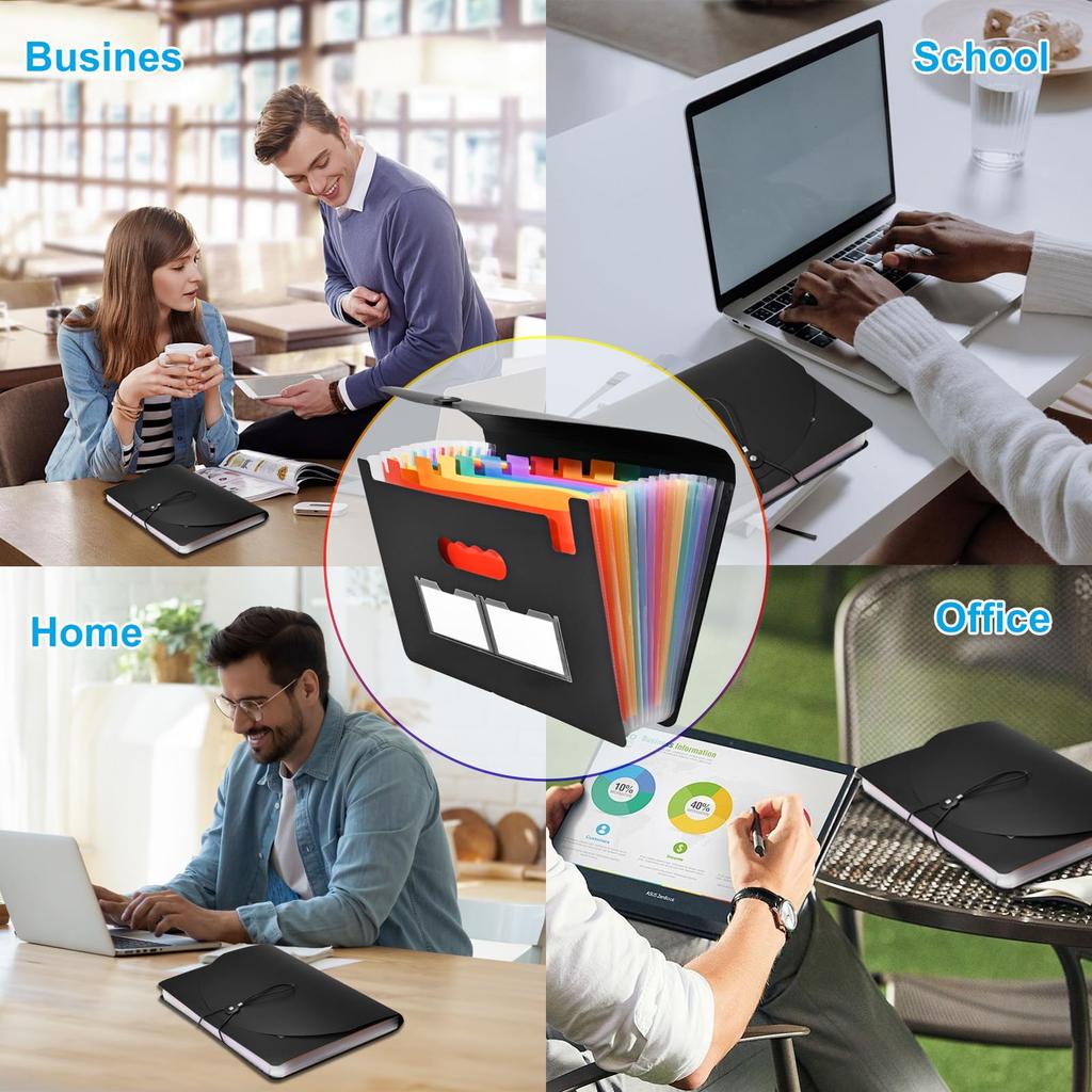 Pockets Accordian File Folder Expanding File Organizer Filing Box Multicolored Paper/Bill/Receipt/Document Holder Bag A4