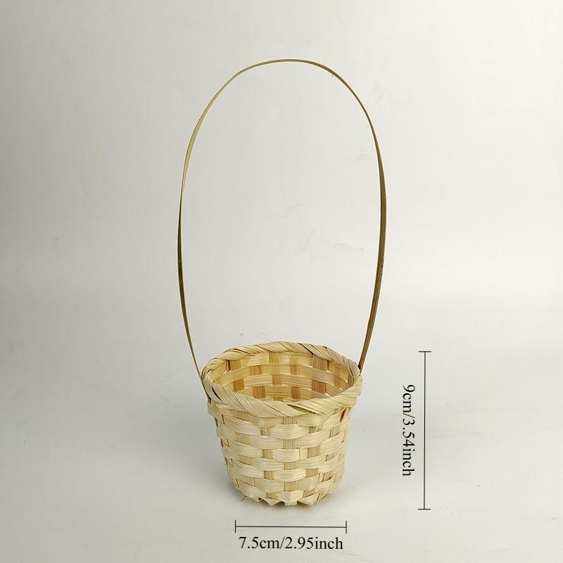 2Pcs Portable Snack Candy Bamboo Basket Bamboo Woven Basket for Outdoor Courtyard Patio Garden Home Living Room Decoration Storage