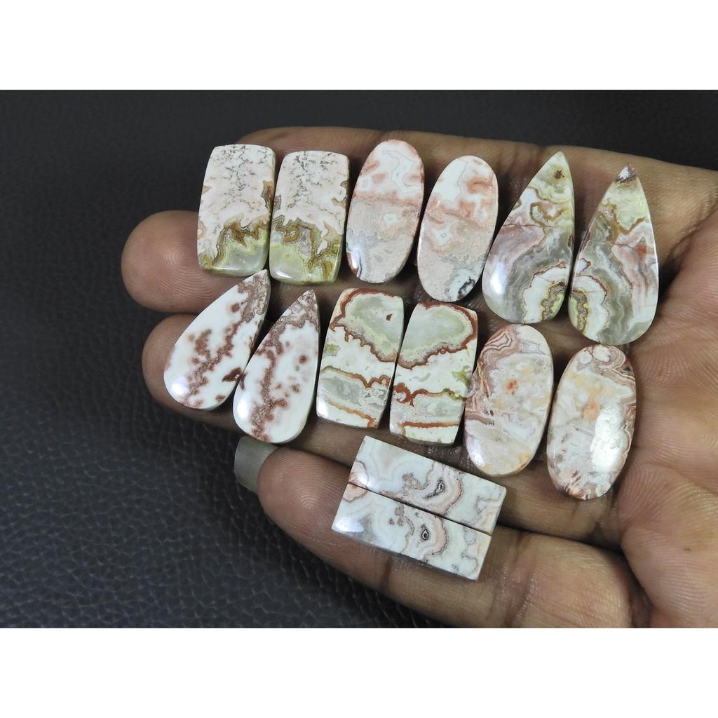 Natural Rosetta Crazy Lace Agate Mix Cabachon Loose Gemstone 07 Pcs Lot C-2610