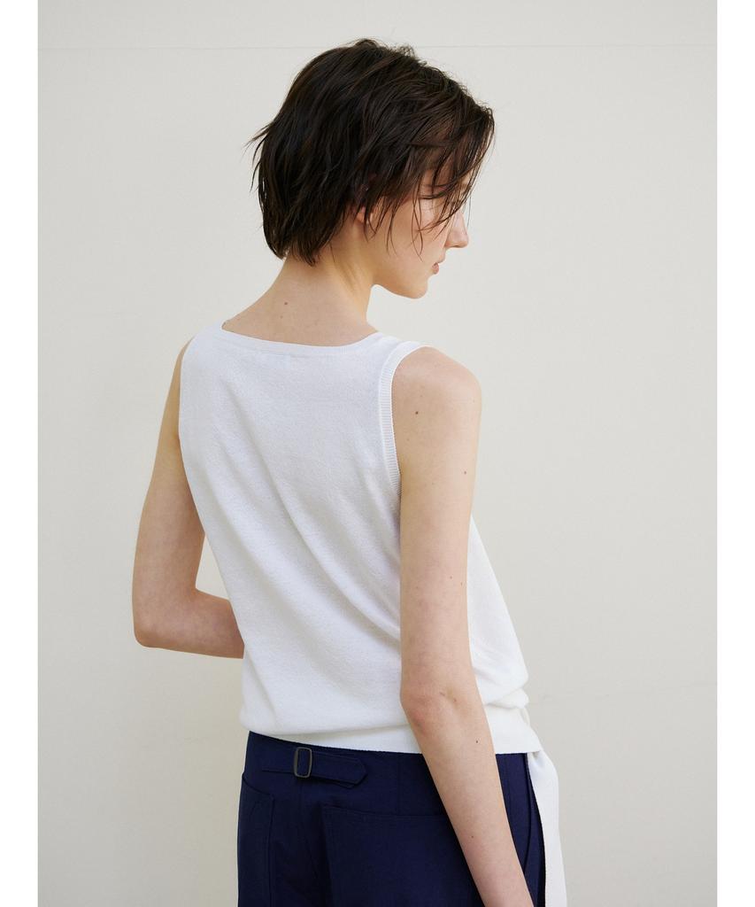 Ninnis Tie Sleeveless Knit Top (White)