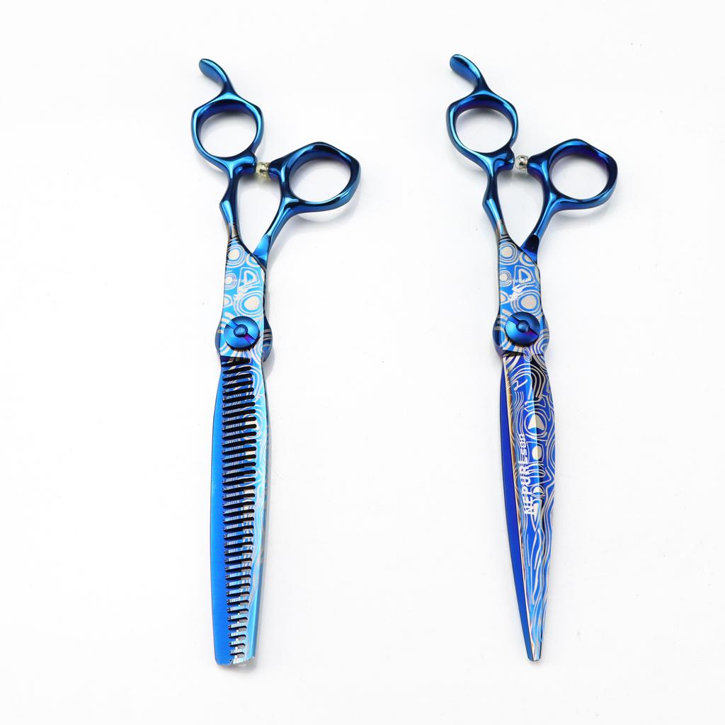 Blue 7.0 Nimpson, Gold Steel, Hair Scissors, Hair Scissors, Tooth Scissors, Thin Scissors