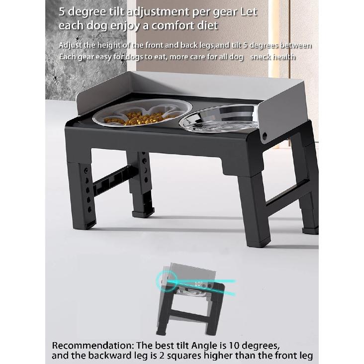 Collapsible Elevated Dog Bowls Adjustable Raised Stand with Double Stainless Steel Food Water Bowls for Small Medium Large Dogs