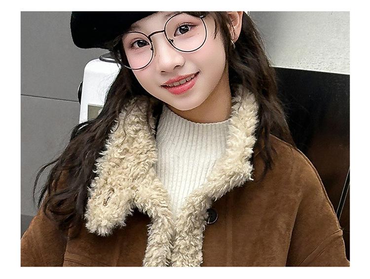 Girls' Fashionable Faux Fur and Leather One-Piece Winter Coat with Cotton-Padded Jacket for Autumn 2025