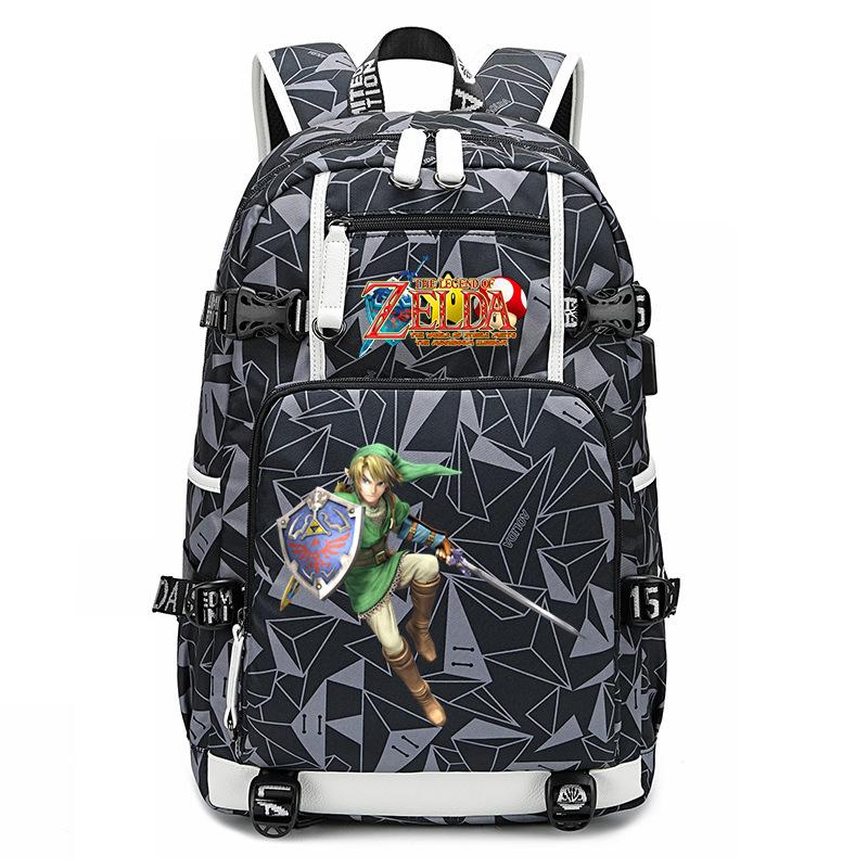 Zelda Zelda Plecak z Nadrukiem Akcesoria Outdoorowy Port USB Duża Pojemność Plecak Podróżny