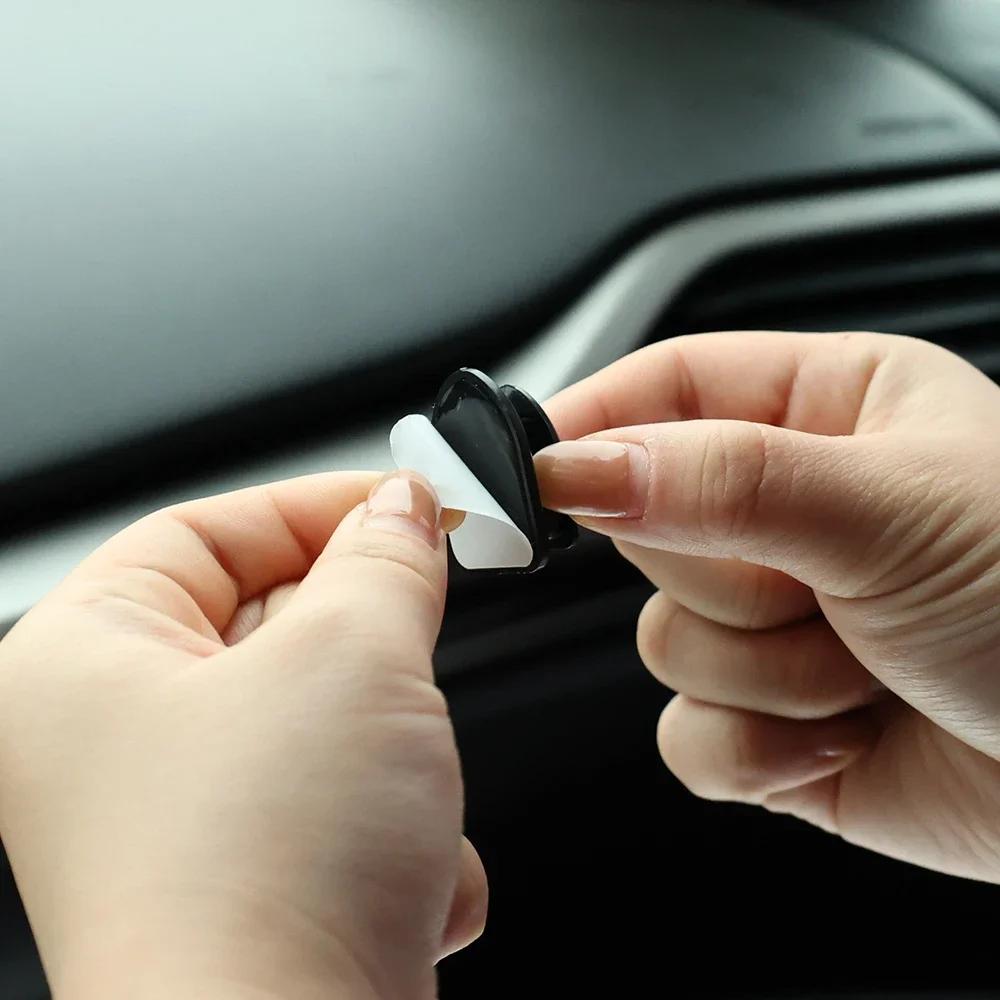 Black Mini Car Hooks Plastic Self Adhesive Invisible Storage Hooks for USB Cable Headphones Key Bag Locker Automotive Accessory