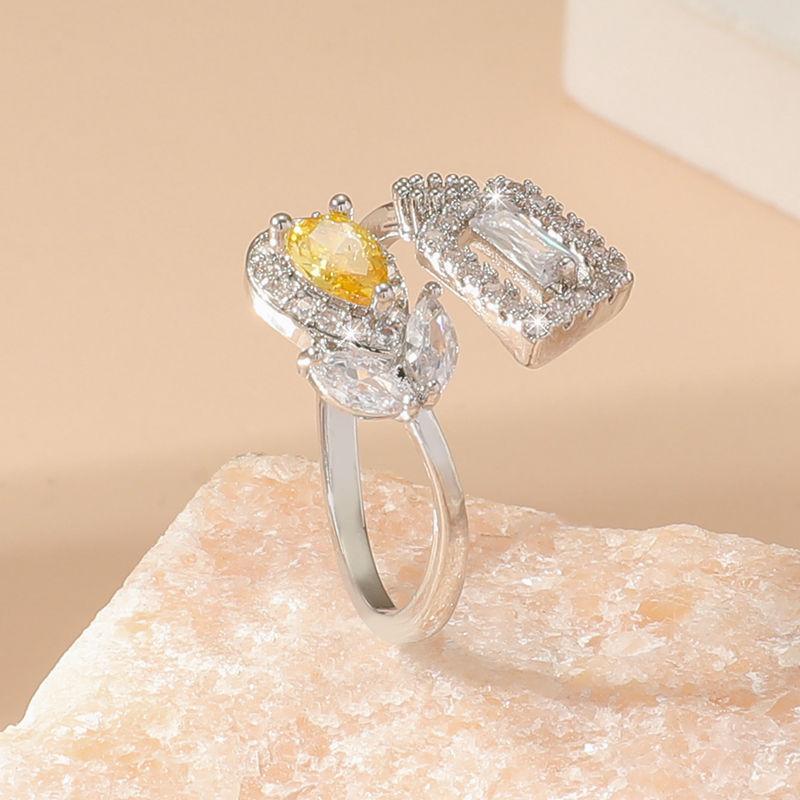 GemChic Women's Ring Female Trendy Set Zircon Opening Adjustable Ring Personality Geometry Unique Design Ring Birthday Christmas Jewelry Gift