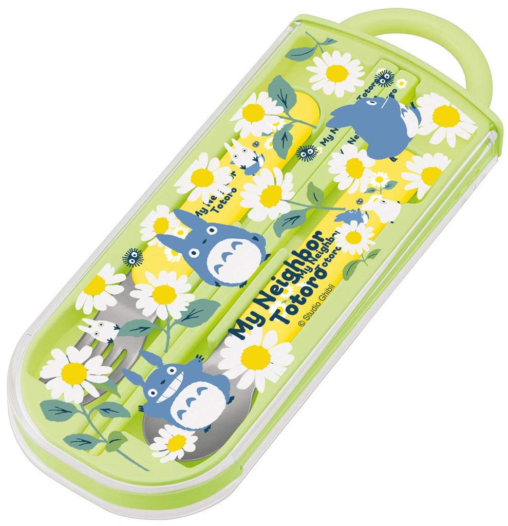 Skater Antibacterial Trio Set of and Fork Neighbor Totoro Daisy Made In Kids' Ag+ Chopsticks, Spoon, (My Design), Japan, TACC2AG-A