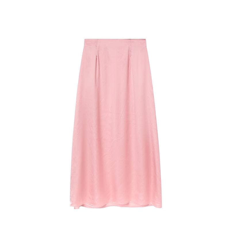 2024 Spring/Summer Women's Faux Silk Satin Bodycon Midi Skirt Casual European & American Style
