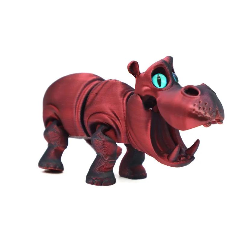 

3D Печать Фигурки Гиппопотама Многосуставное Подвижное Моделирование Животного для Домашних Аксессуаров Детский Подарок Украшение Гостиной