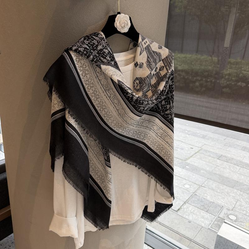 Cotton And Linen Square Scarf Women'S Summer Silk Scarf Star Flower Versatile Scarf Summer Sunscreen Shawl Thin Square Scarf