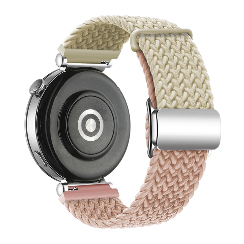 For Huawei Watch GT 4 41mm Universal 18mm Watch Strap Woven Wrist Band with Silver Magnetic Buckle