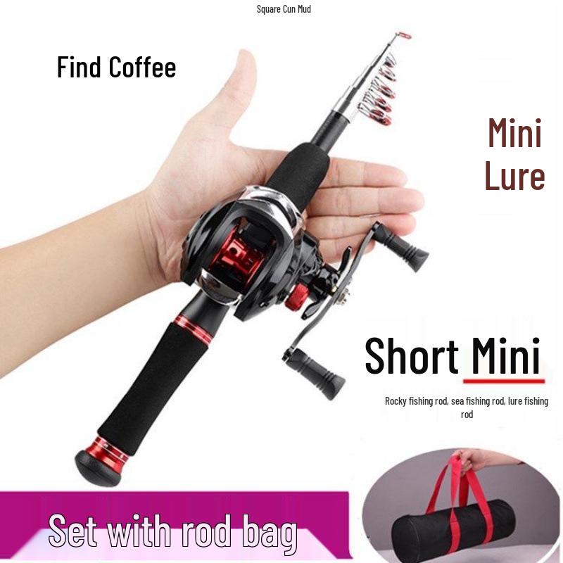 Compact Telescopic Mini Lure Set: Ultra-Short Baitcasting Reel & Small Retractable Ice Fishing Rod