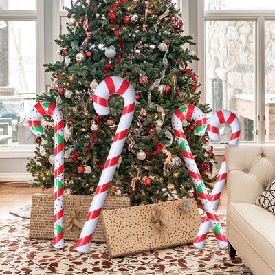 Christmas Decoration Inflatable Toys Santa Claus Walking Stick Christmas Candy Cane Crutch Balloons