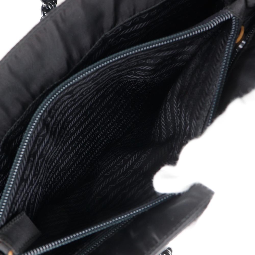 PRADA plastic chain Tote Bag black Nylon Women Used