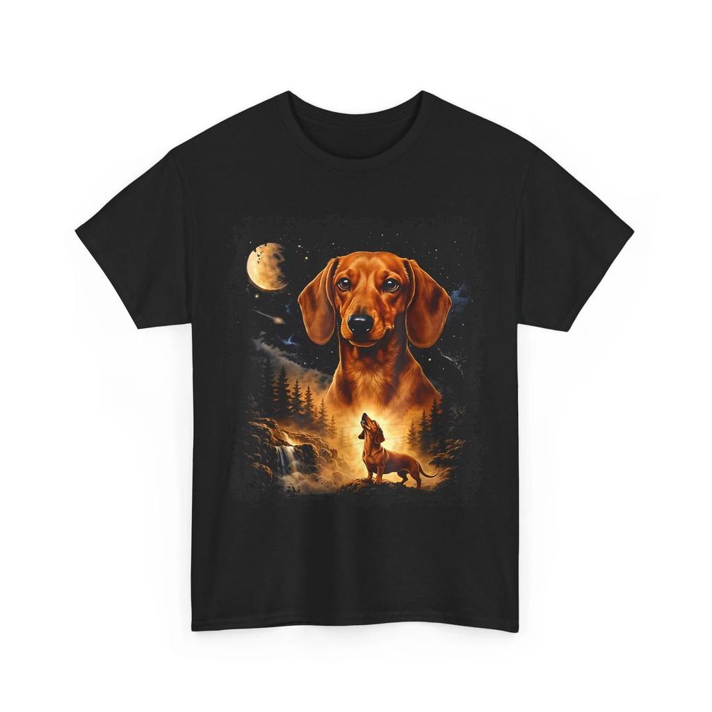 Dackel heult den Mond an Shirt, Würstchenhund Damen Herren T-Shirt