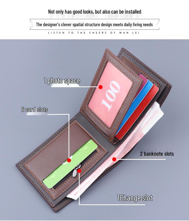 Men's Leather All-in-One Folding Card Holder Wallet with Large Capacity
