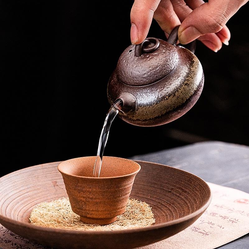 100ml Retro Kiln Water Fired Calabash Pot Kiln Change Retro Ceramic Small Capacity  Pear ShapeTeapot Kung Fu Brewing Tea Pot