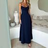 Elegant Tie A-line Solid Color Mid-Length Dress for Women