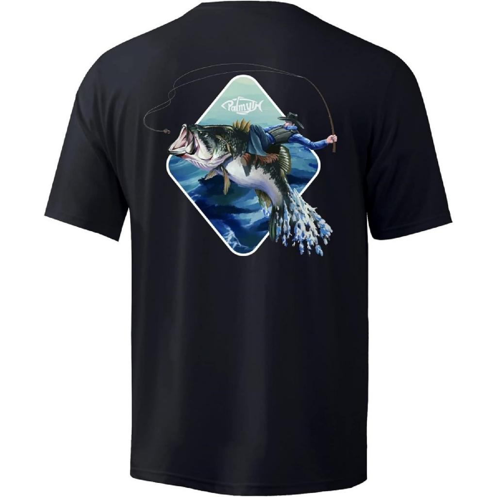 Palmyth Men's Fishing Shirt Short Sleeve Sun Protection UV UPF 50+ SPF T-Shirt