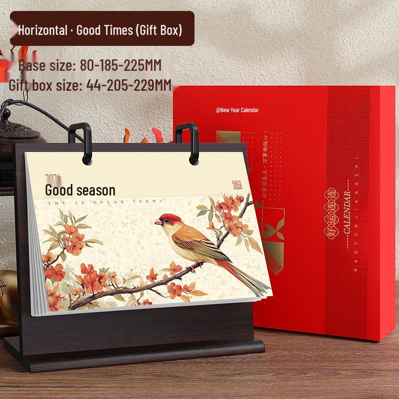 Customizable Solid Wood Desk Calendar 2026 - Office Desktop Ornament
