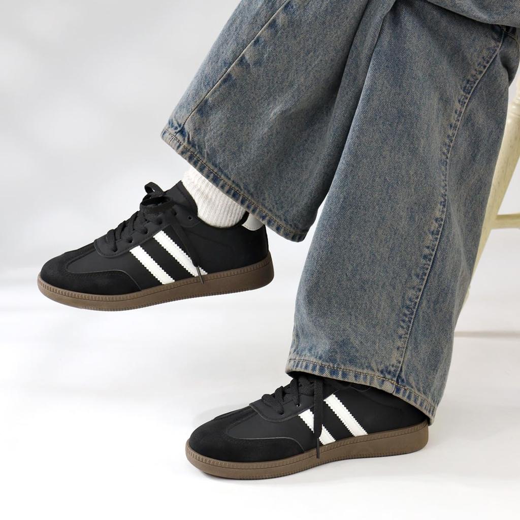 Weiß und 3cm Synthetisches PU Schwarz und Größen Lässiger Japanischer Schuh [AAA+] Damen-Sneaker, Stilvoll, Schwarz, Leicht, Niedrig geschnitten, Schnürschuh, Absatz,