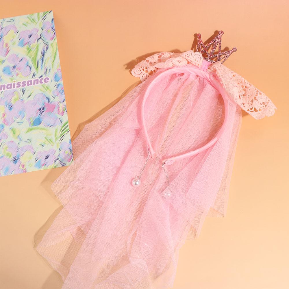 Simple Mesh Birthday Hairband Gauze Crown Happy Birthday Headband Korean Style Photo Props Girls Hair Hoop Party