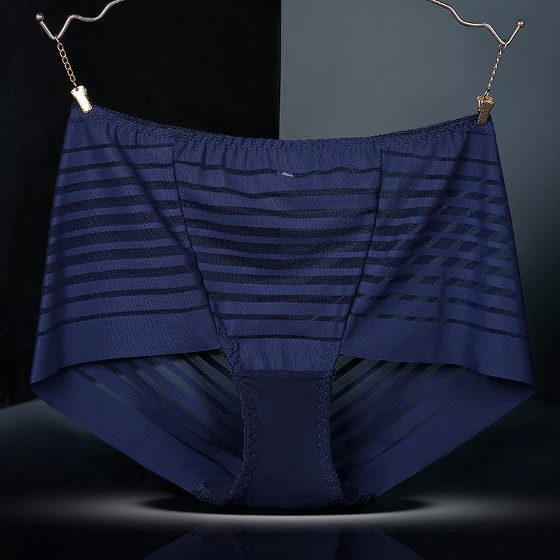 Sexy Lace Mesh Transparent Panties High Waist Women Fashion Briefs Cotton Crotch Plus Size 100kg Boyshorts Ladies Underwear