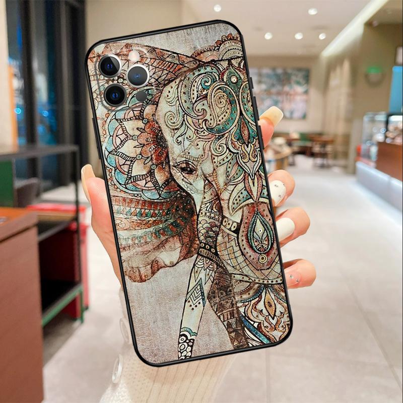 Elephant Mandala Aztec Phone Case For iPhone 16 15 14 11 12 13 17 Pro Max mini 15 Plus 16e 17 Air Protective Cover