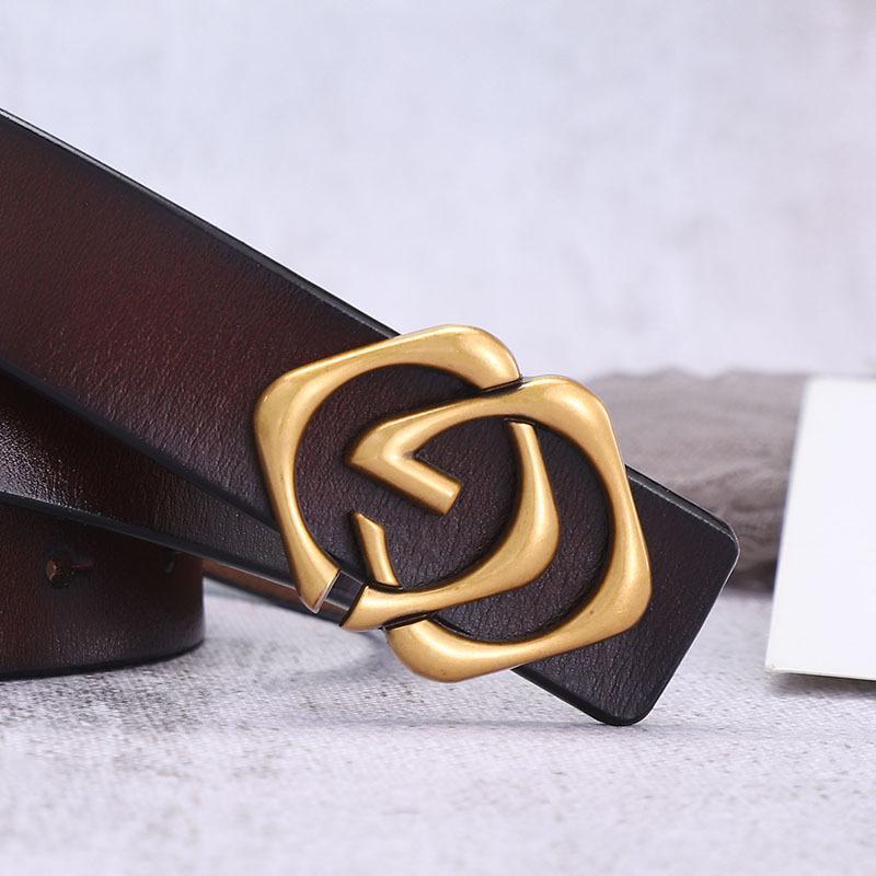 Antique Cowhide Casual Belt Women'S Leather Smooth Buckle Simple Belt