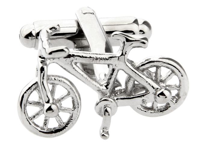 Factory Price Retail Quality Cufflinks For Men Silver Color Brass Material Bicycle Bike Design Cuff Links