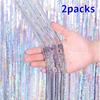 2Packs Laser Rain Curtain Wedding Birthday Party Decoration Stage Fringed Rain Curtain Arrangement Rain Curtain