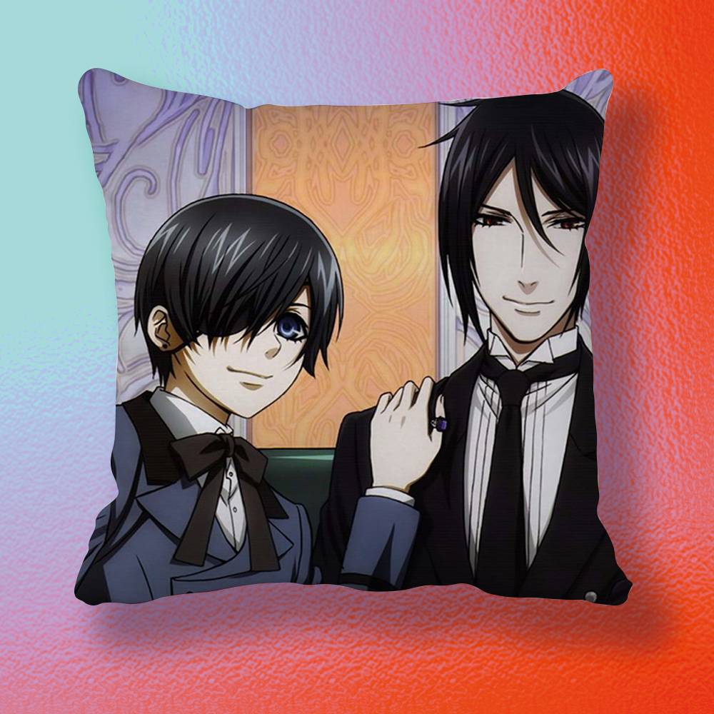 Black Butler Ciel and Sebastian Pillow cover Soft Microfiber Pillowcase Home Sofa Decor Surprise Decorative printed