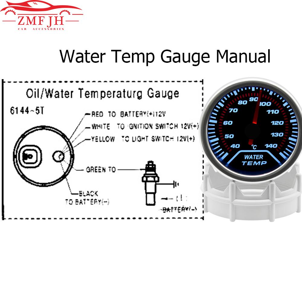 Smoked Lens 52mm Car Gauge Water Temperature Meter with LED Backlight 40-140 Celsius Pointer Gauge Water Temp Sensor 1/8NPT
