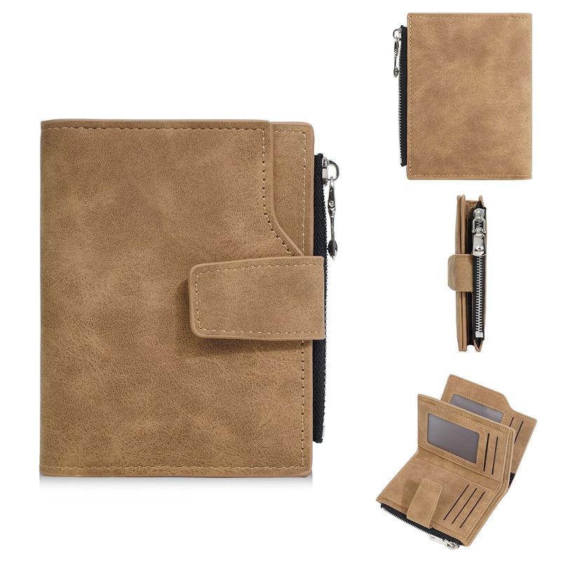 Baellerry Artificial Leather Short Wallets for Men Vintage Design Business Card Holder Zipper Cash Bag Packs Coin Purse