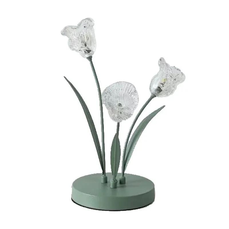 Unique LED Tulip Lamp AC Powered Flower Decorative Desk Light Multipurpose Landscape Lighting for Bedroom Living Room Study
